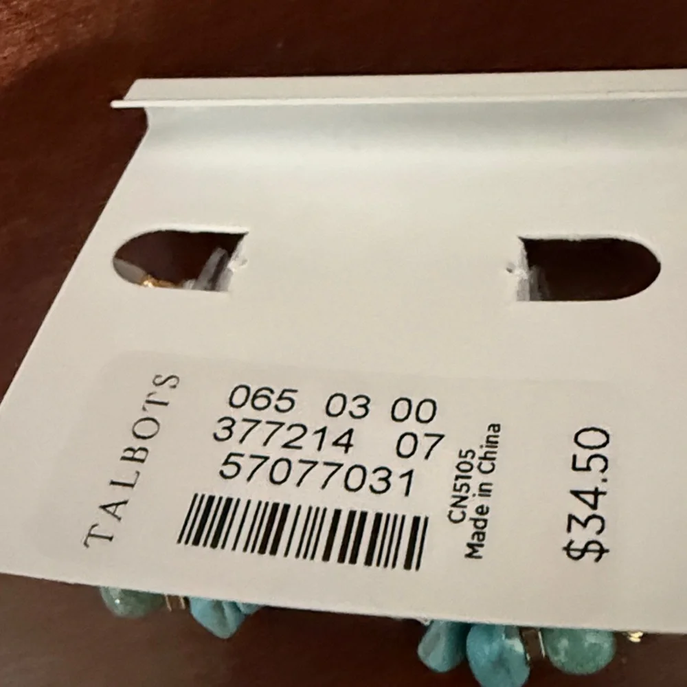 Talbots NWT Turquoise and Gold Women's Earrings - Picture 3 of 4